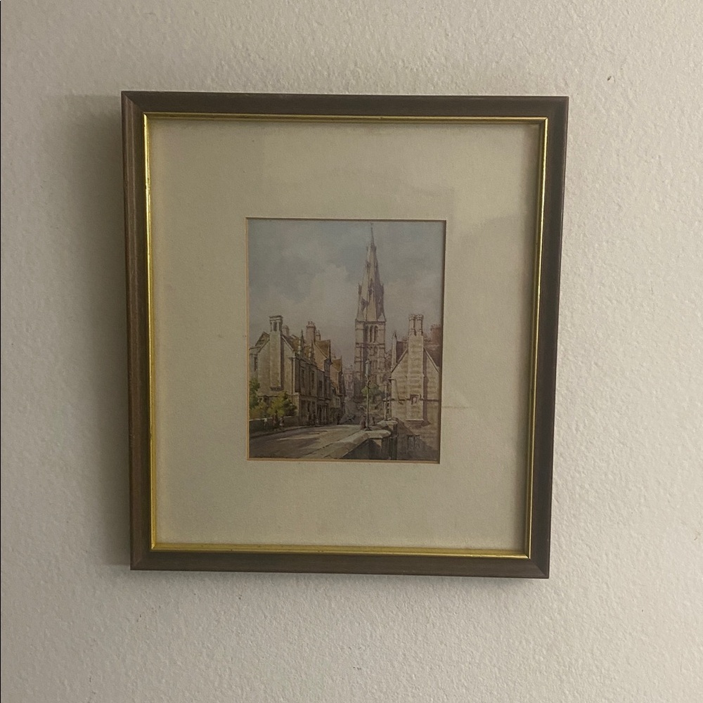 St. Mary’s Stamford Watercolor Framed Artist Signed by Wilfred R. Wood